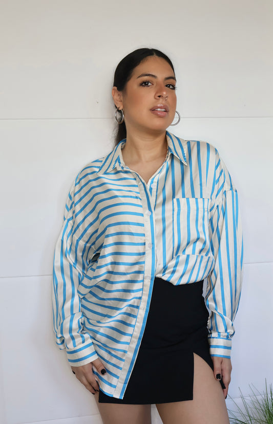 Stripe Satin Blouse