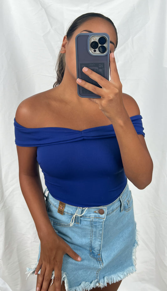 Royal Off Shoulder Bodysuit