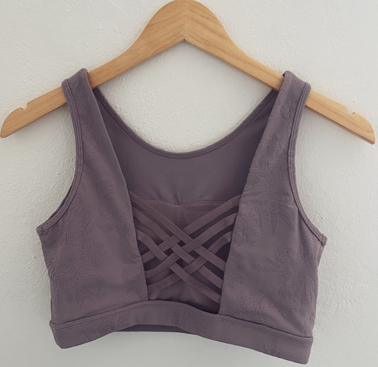 Lavender Textured Flower Sport Bras