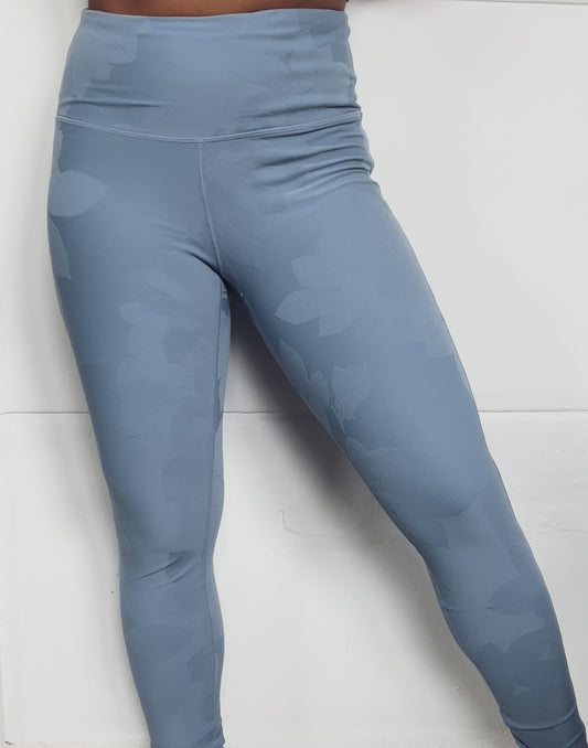 Blue Textured Flower Legging